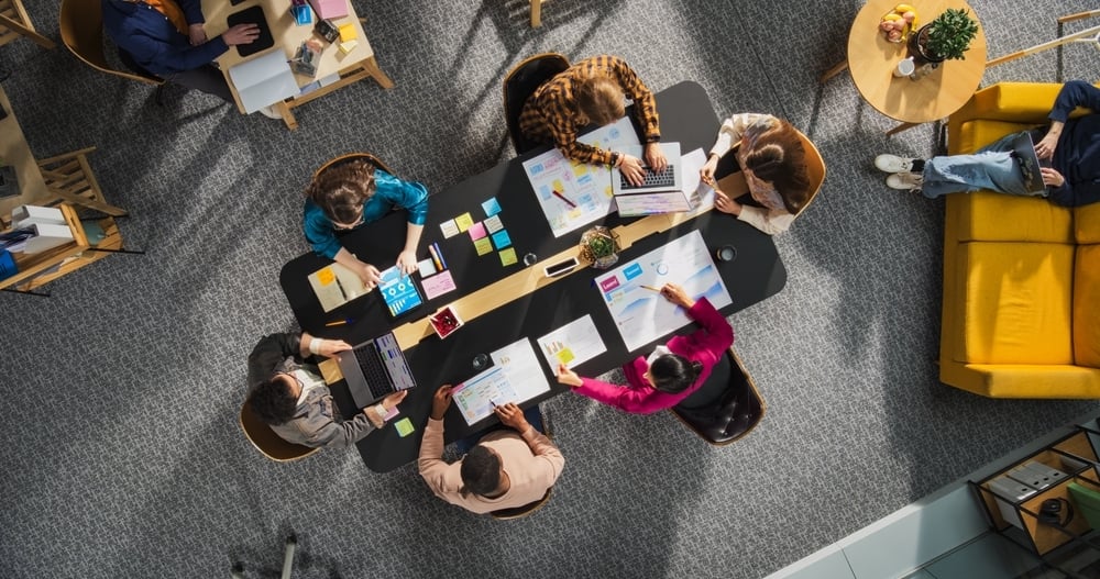 Team Meeting Aerial Colorful